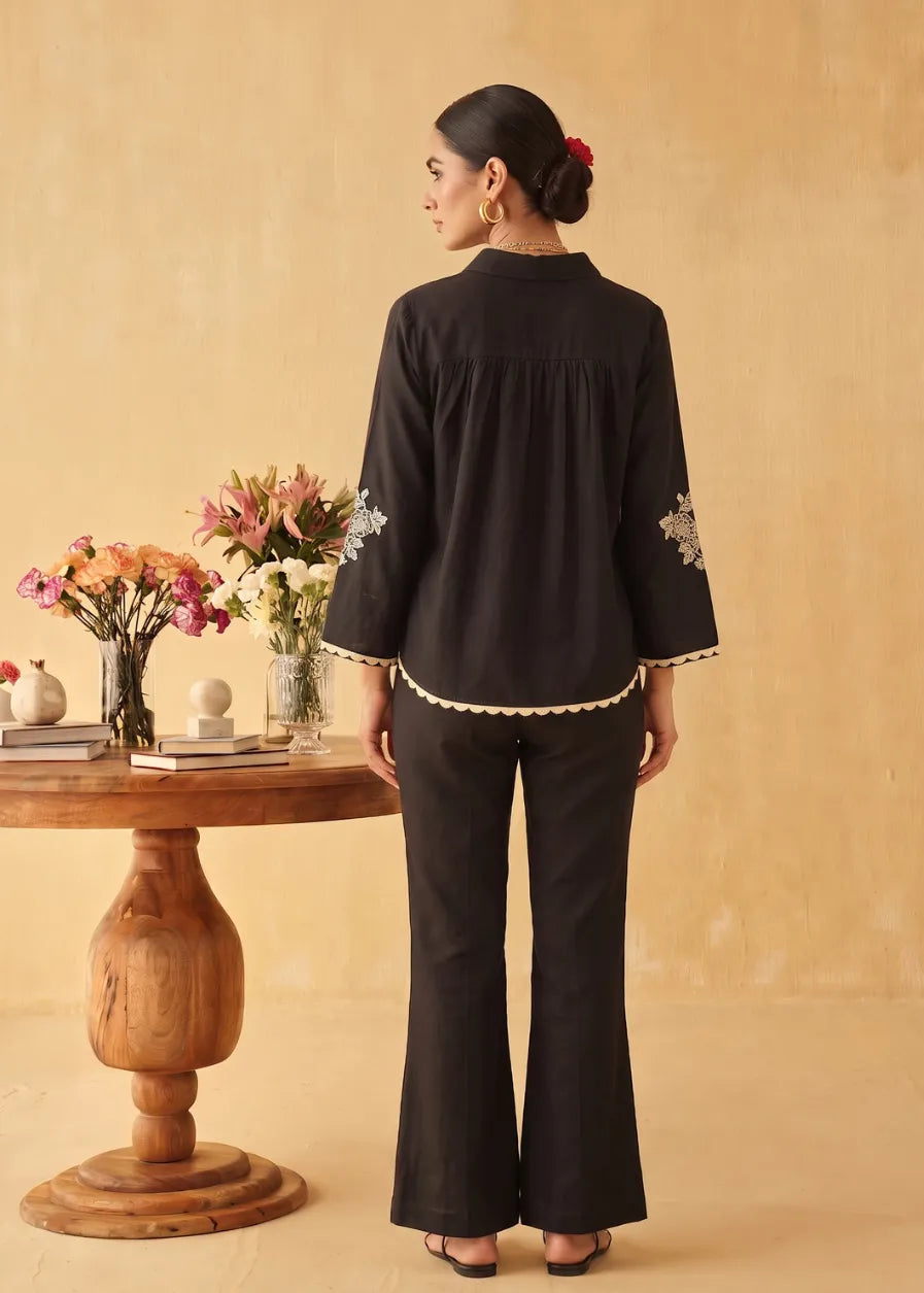 Rose Noir Embroidered Shirt