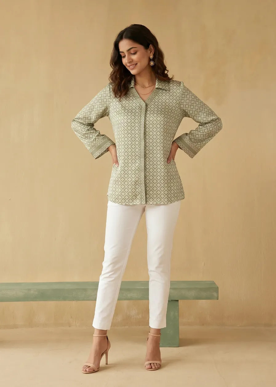 Jade Trellis Shirt