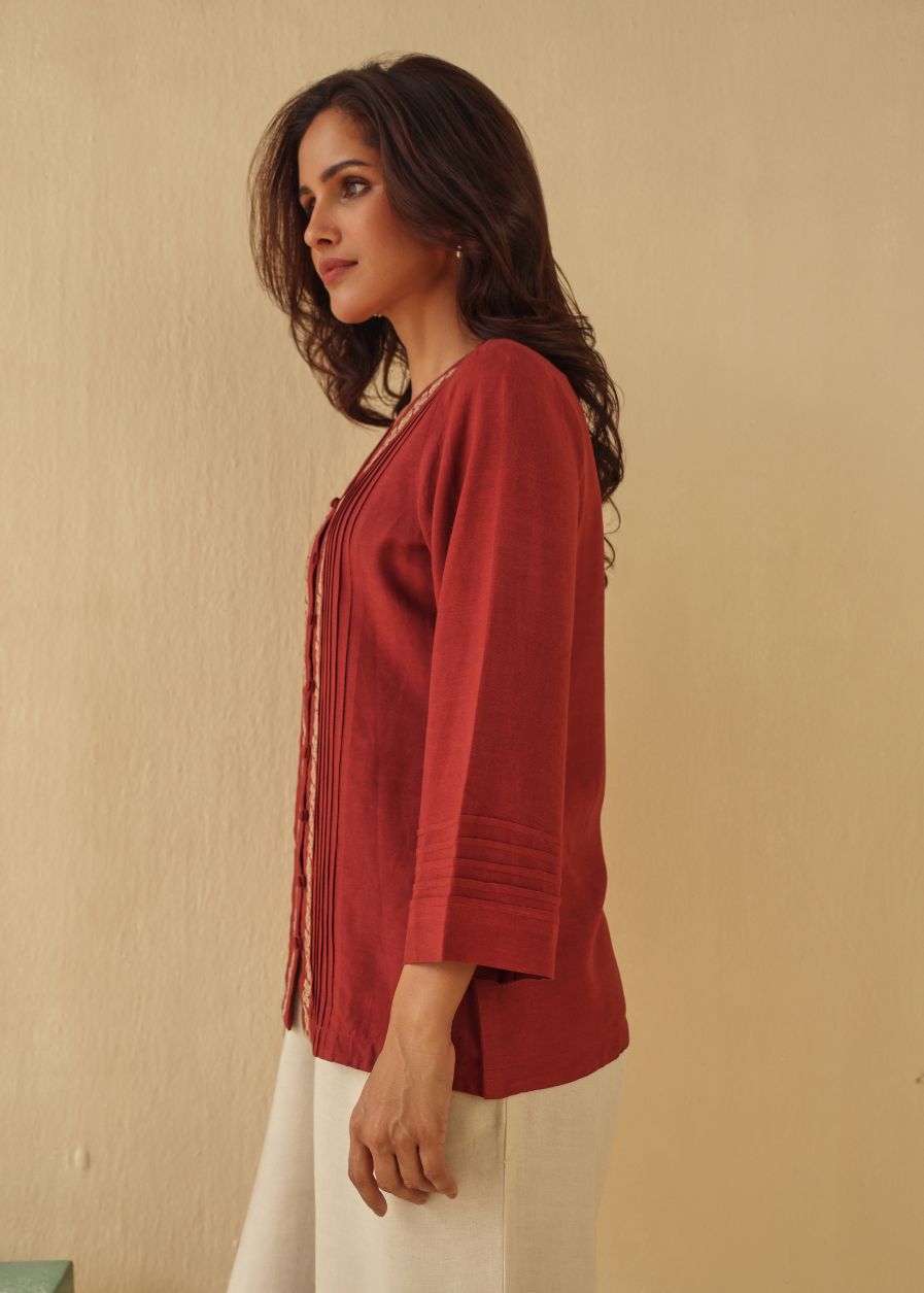 Red Earth Embroidered Top