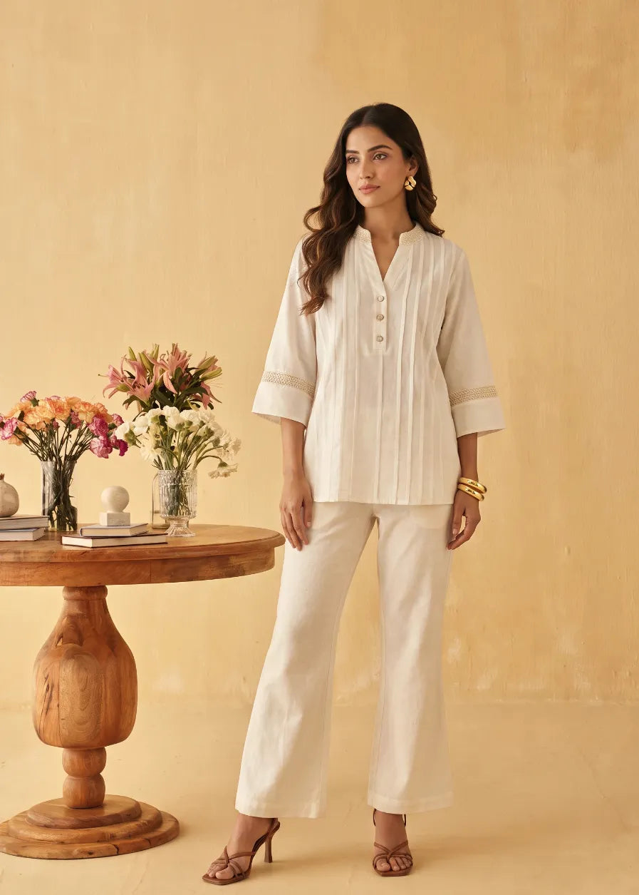 Ivory Pleat Top