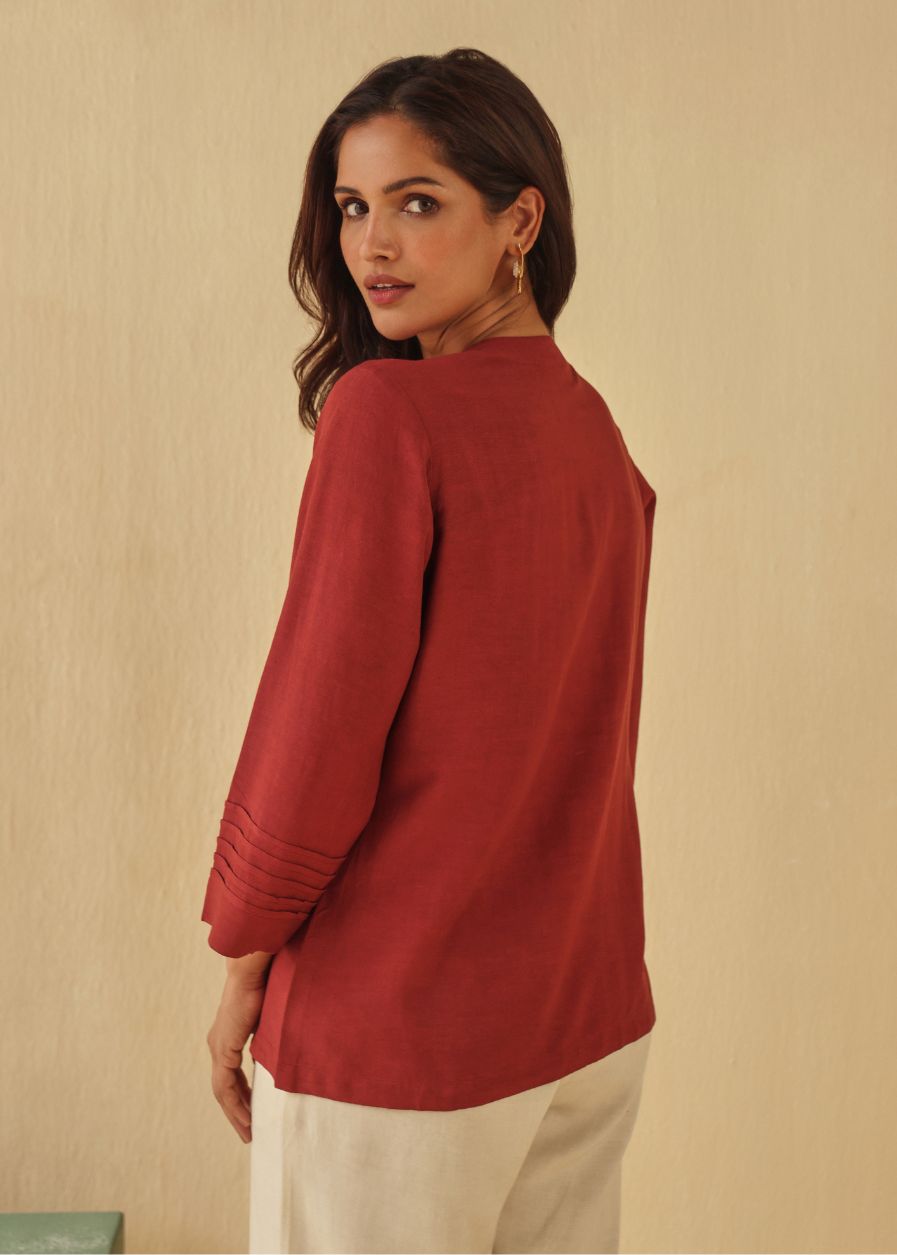 Red Earth Embroidered Top