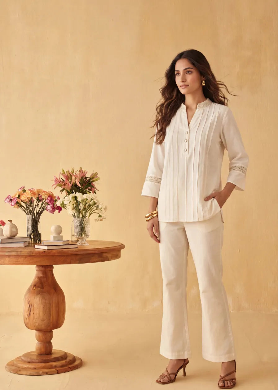Ivory Pleat Top