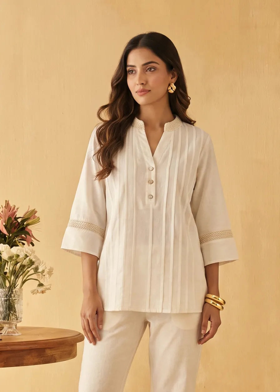 Ivory Pleat Top