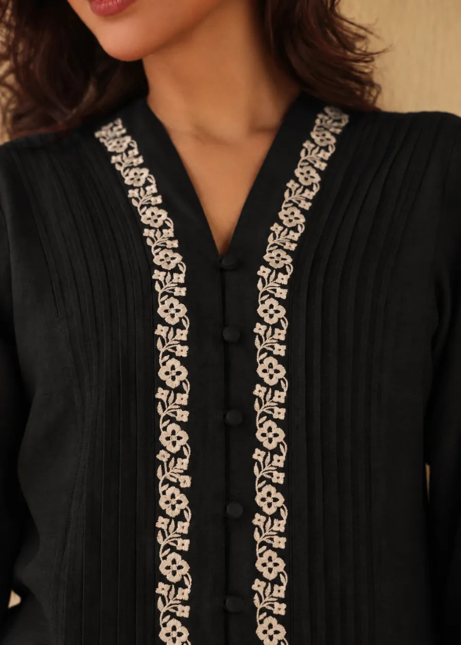 Noir Bloom Embroidered Top