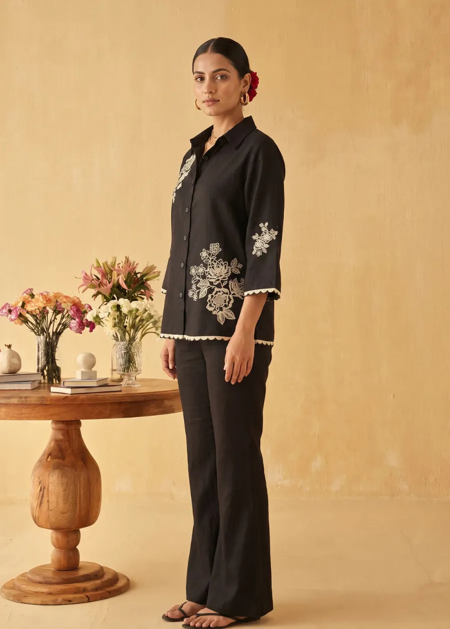 Rose Noir Embroidered Shirt