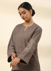 Mocha Bloom Embroidered Top