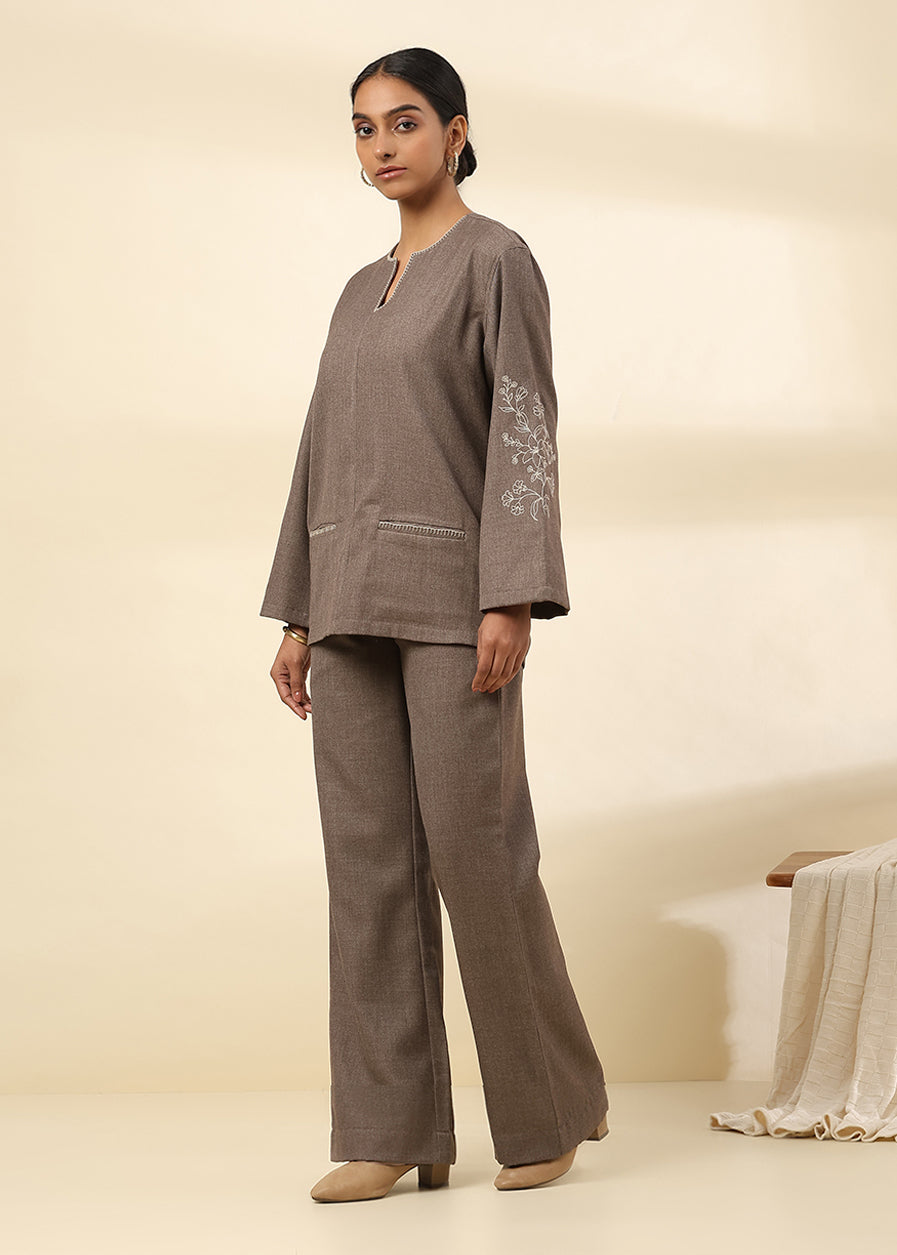 Mocha Bloom Embroidered Top