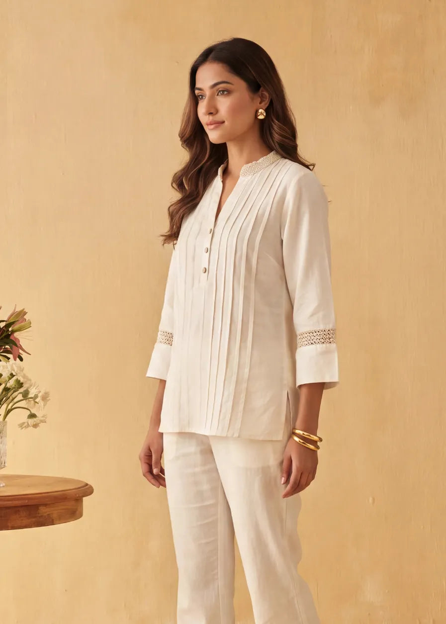 Ivory Pleat Top